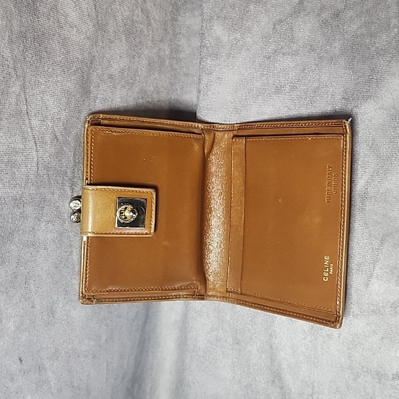 Celine Gold Doorknocker Mustard Yellow Kisslock Compact Snap Wallet - Picture 8 of 10